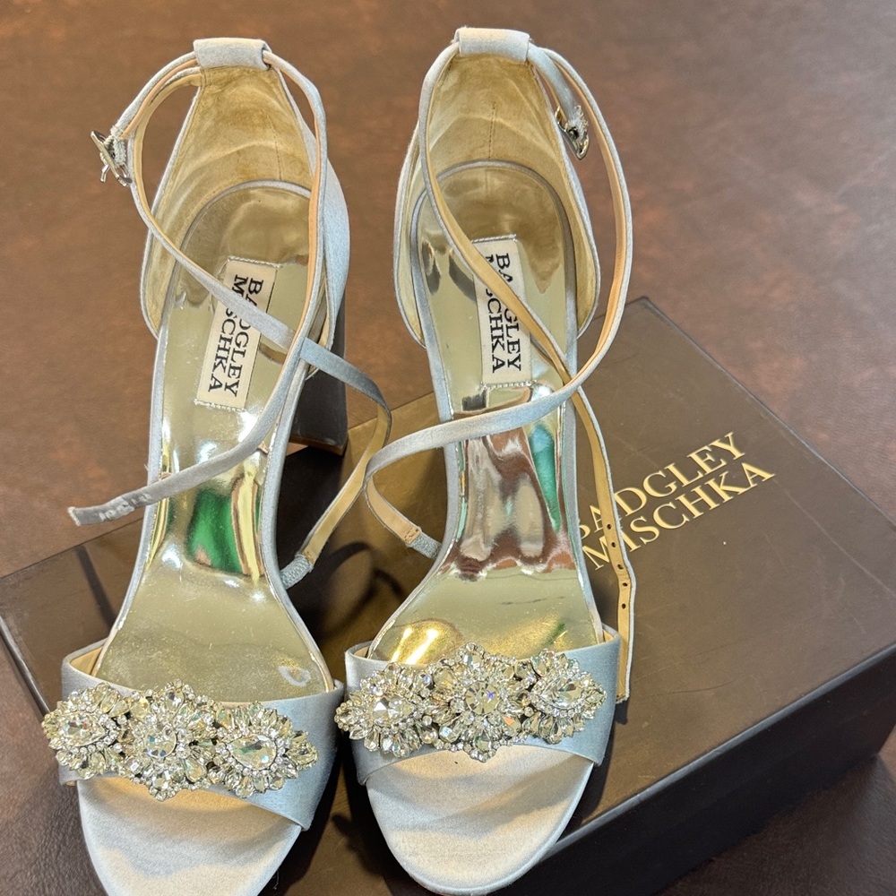 Badgley Mischka Jeweled Silver Heels